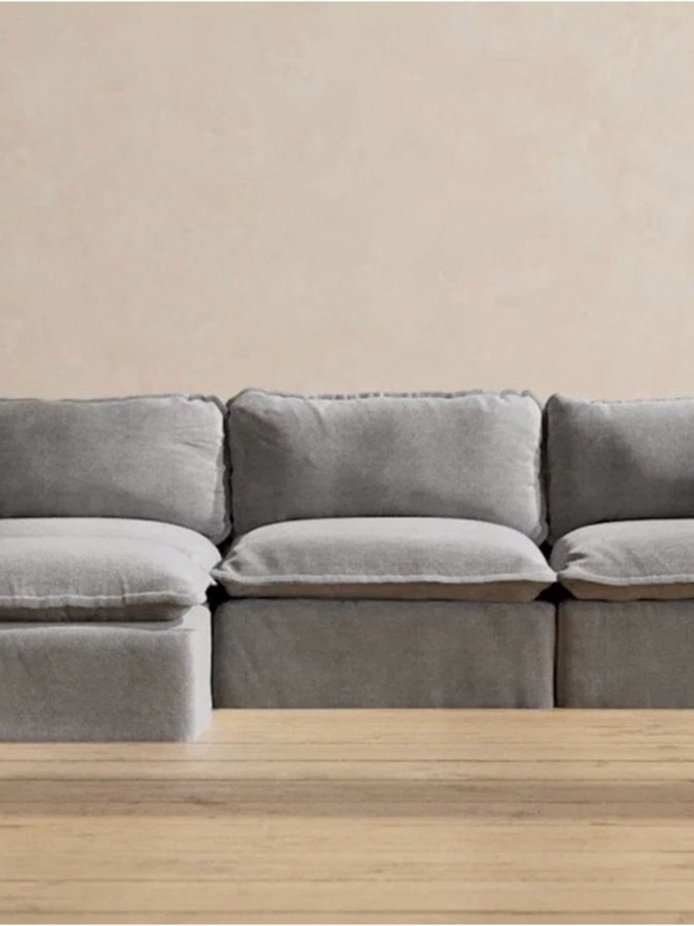 Anabei Modular Sectional Couch Slip Covers Ash Grey Plush Weave